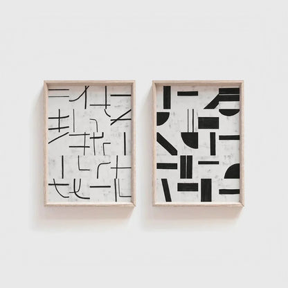 Set of 2 Modern Black and White Wall Frame