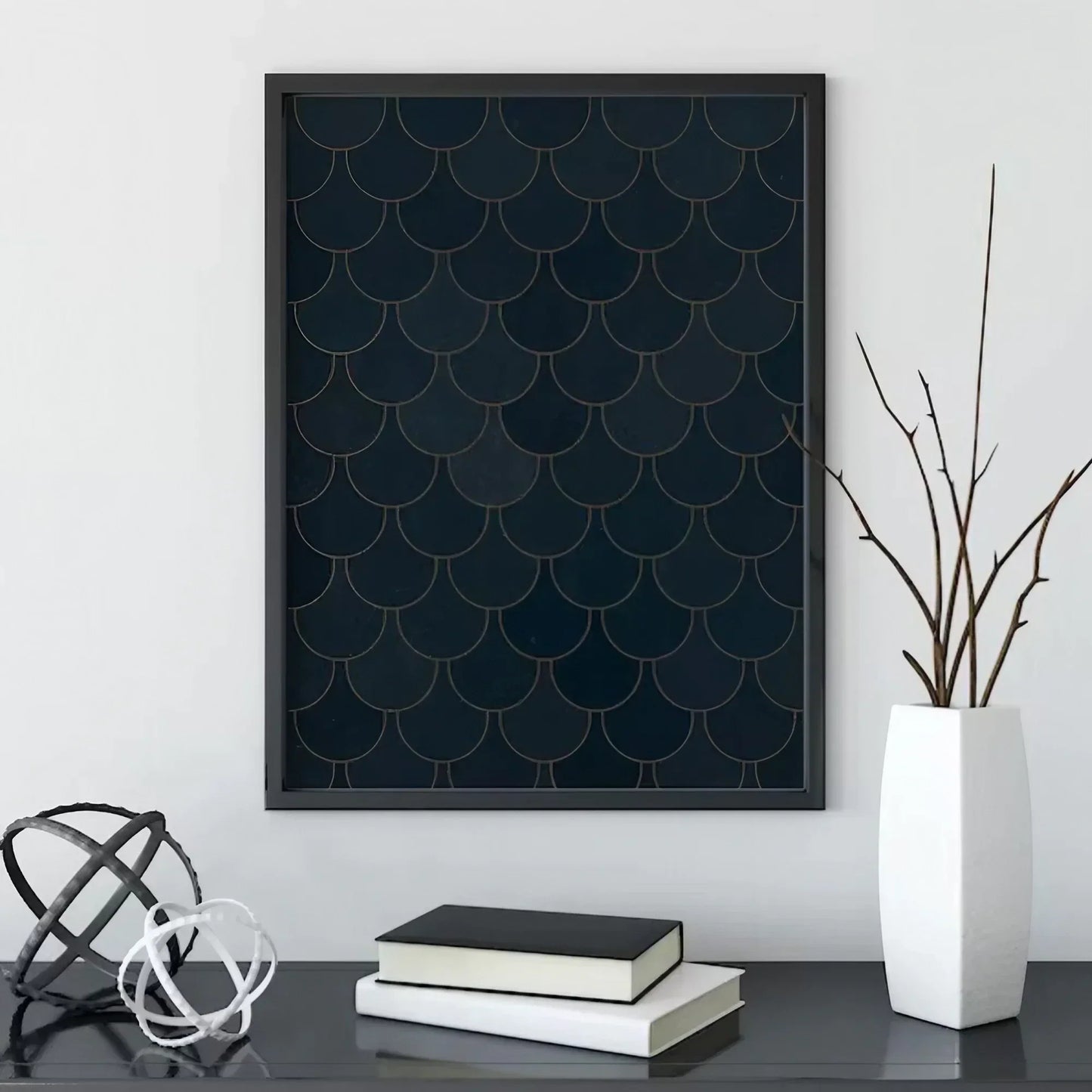 Navy Blue Art Decor Living Room Wall Frame