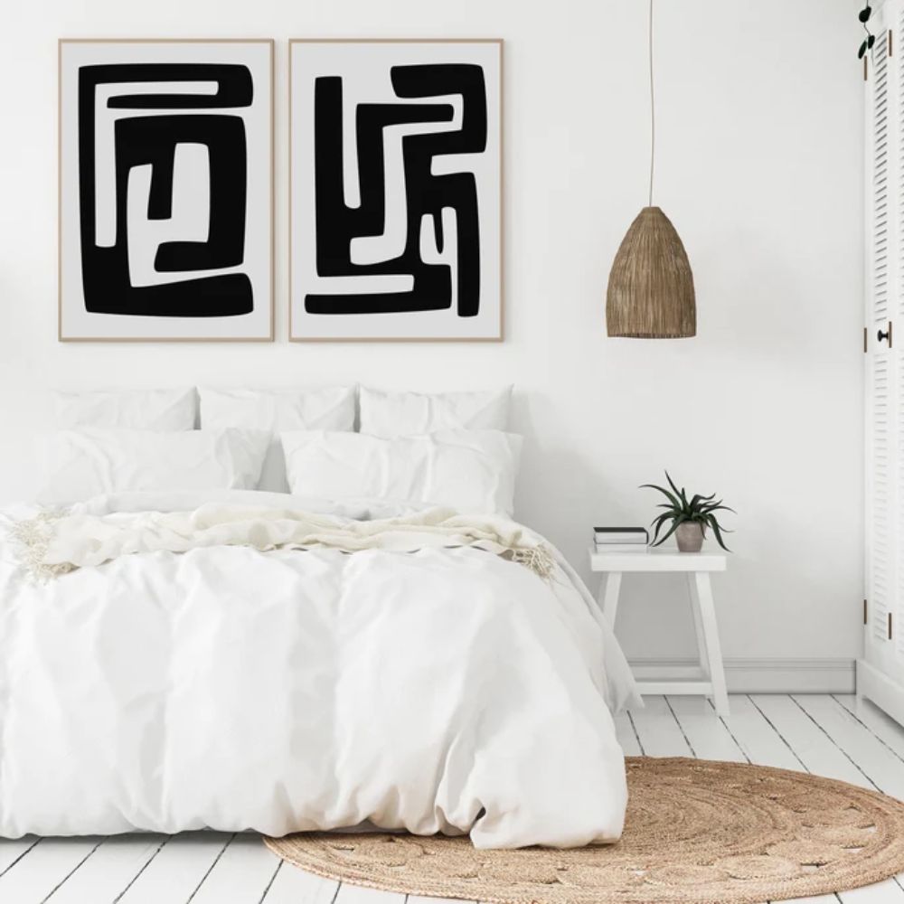 Botanical Wall Art Set Gray Black Wall Art Modern Wall Frame