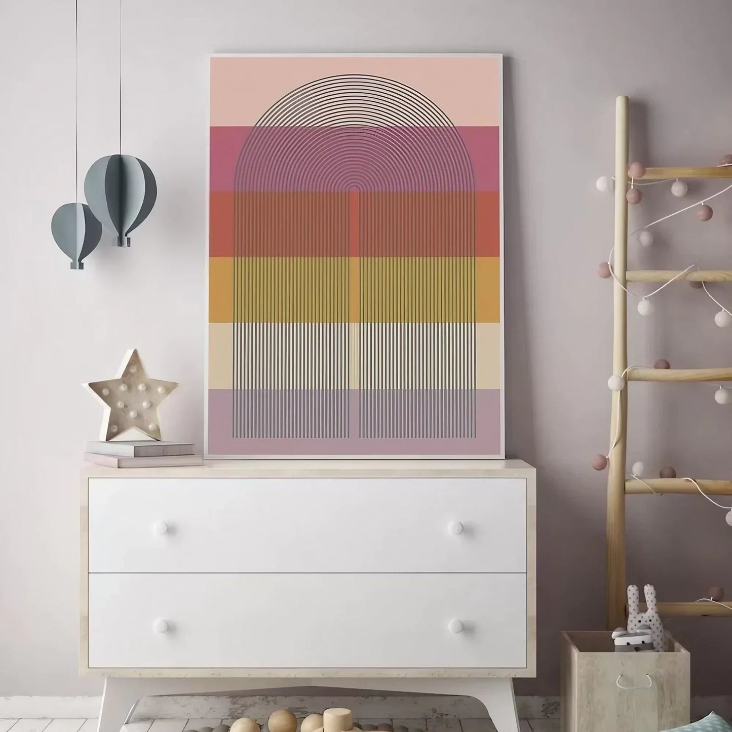 Pink Abstract Geometric Wall Frame