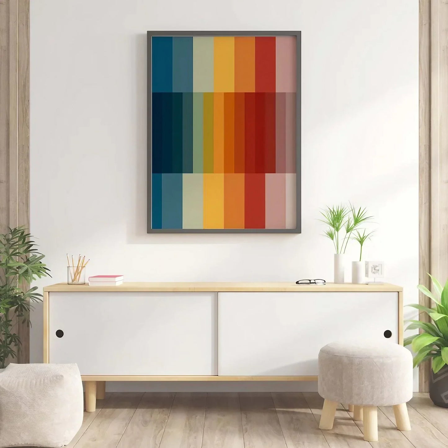 Bold Large Abstract Rainbow Wall Frame
