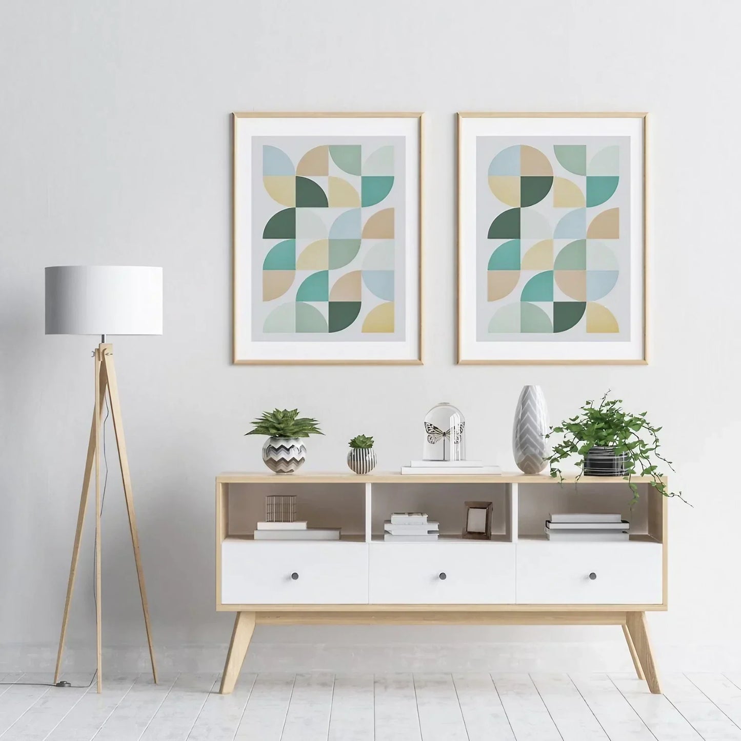 Set of 2 Prints Geometric Modern Boho Decor Art Modern Wall Frame