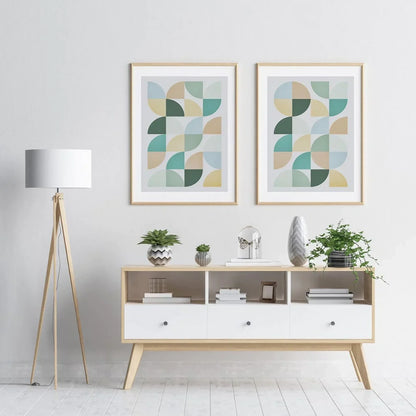 Set of 2 Prints Geometric Modern Boho Decor Art Modern Wall Frame