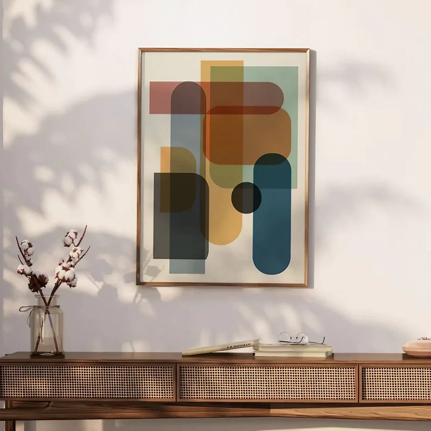 Large Abstract Colorful Mid Century Wall Frame