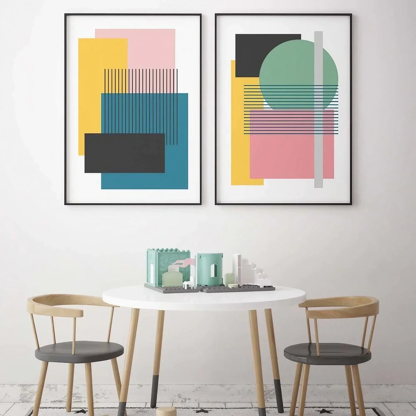 Set of 2 Colorful Wall Art Set of Abstract Wall Frame