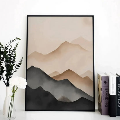 Watercolor mountains minimalist abstract Wall Frame