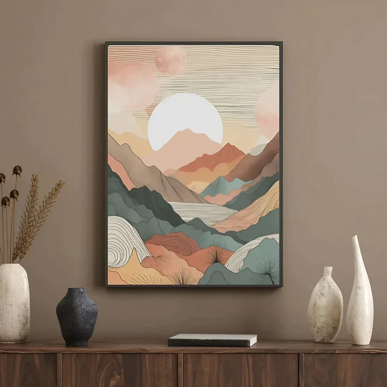 Sun and Mountain Wall Art Wall Frame