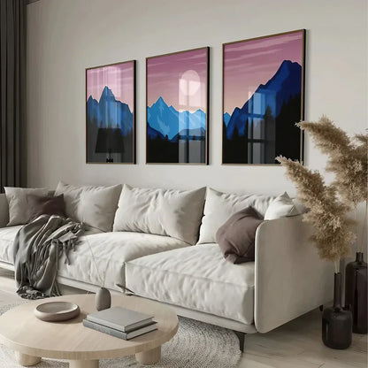 Sun and Mountain View Wall Art Wall Frame