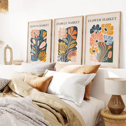 Set Of 3 Flower Market Wall Frame