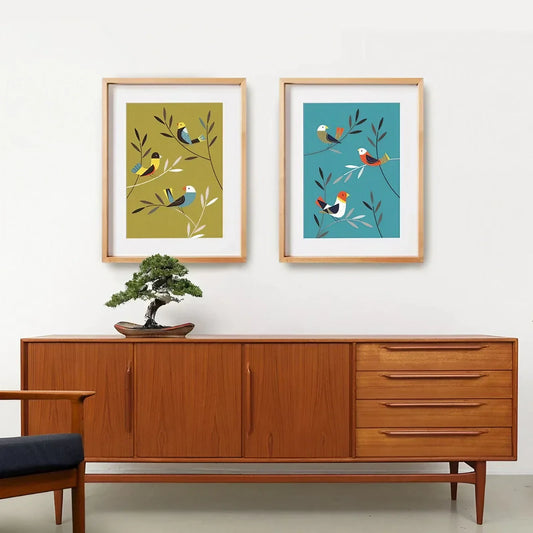 Mid Century Modern Wall Art Set of 2 Wall Frame