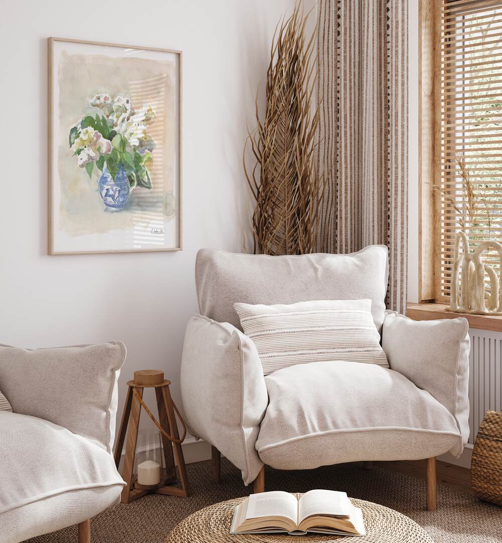 WHITE LILACS IN A VASE  , FLORAL FLOWER PAINTINGS
