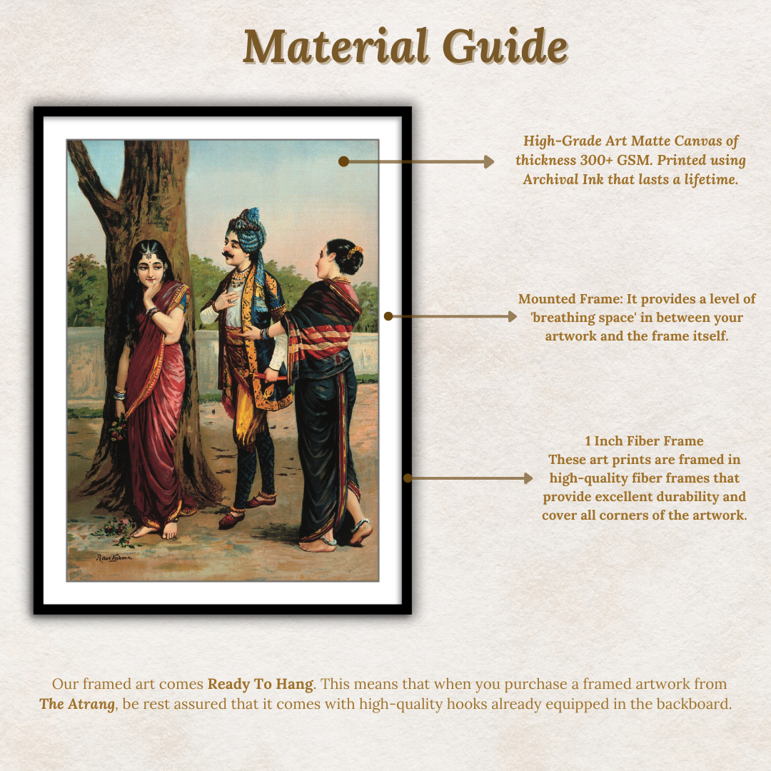Ratudhvaja courting Madalasa by Raja Ravi Varma Wall Art Print for Home Decor