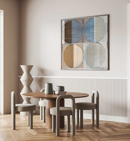 FOUR CIRCLES AND SQUARES II , GEOMETRIC ART PRINTS