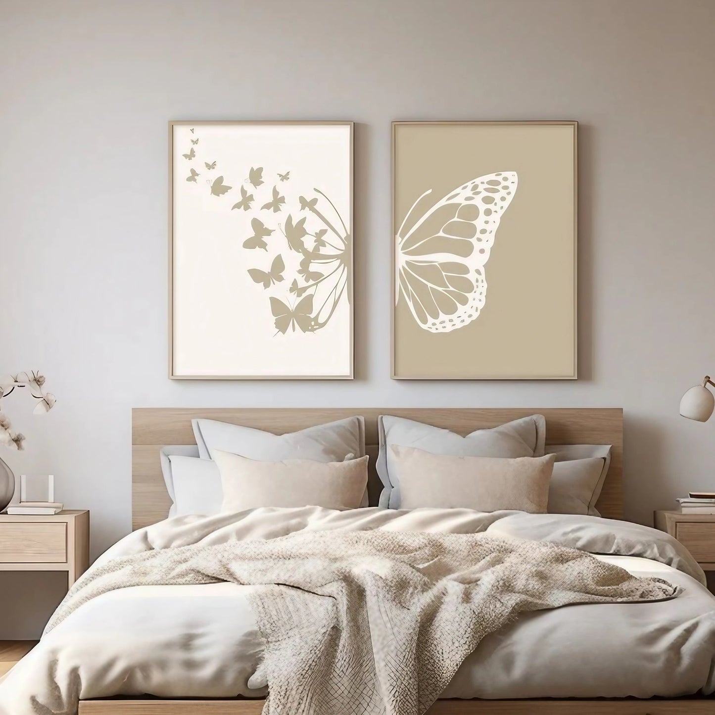 Abstract Botanical Butterfly Bedroom Decor Wall Art Frame