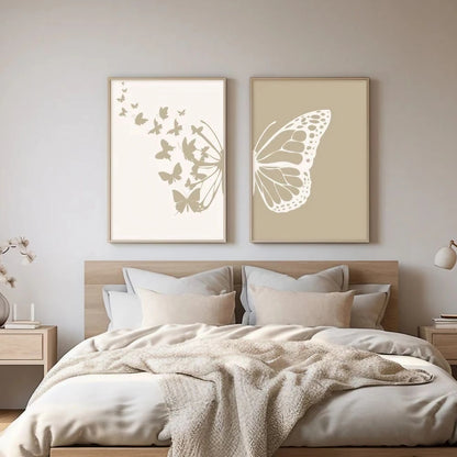 Abstract Botanical Butterfly Bedroom Decor Wall Art Frame