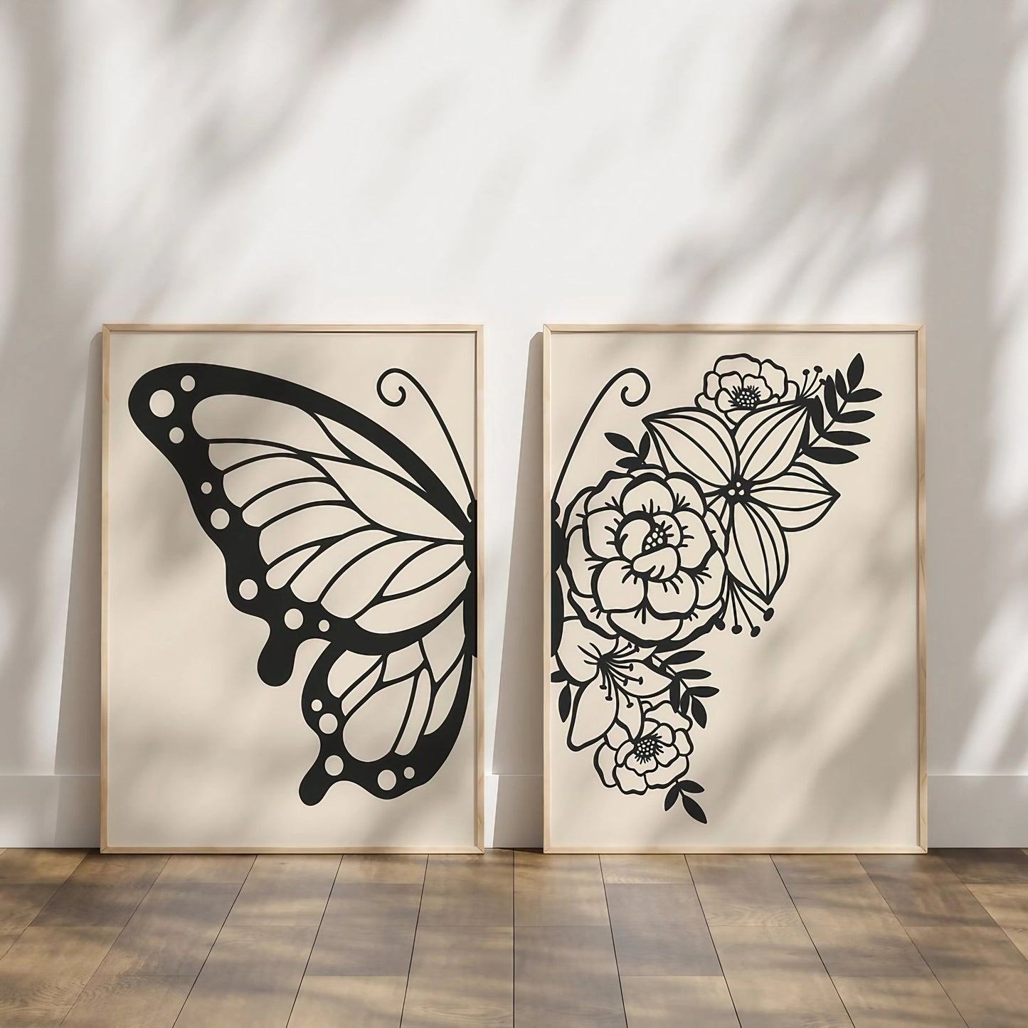 Botanical Black And White Bedroom Decor Wall Art Wall Frames Set of 2
