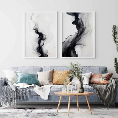 Modern Simple Minimal Gallery Wall Art Set of 3 Black and White Wall Frames