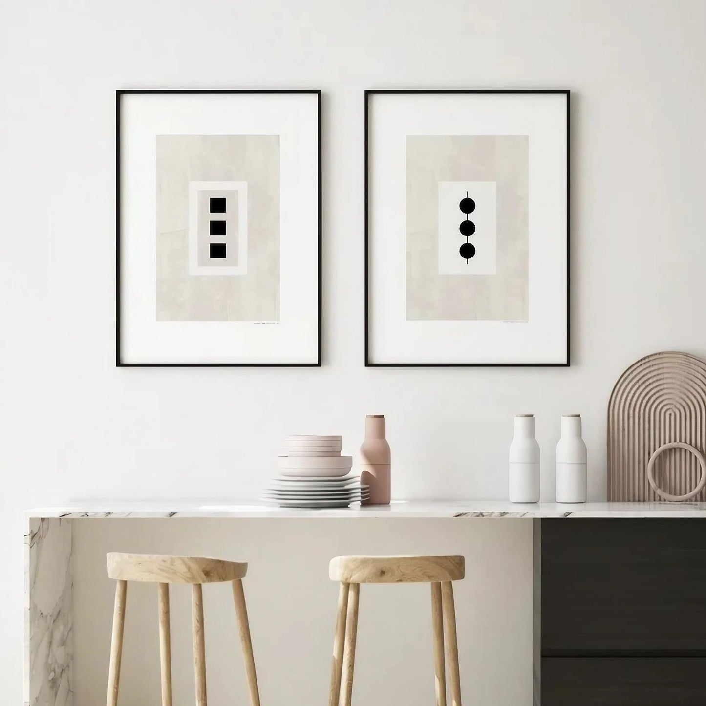 Modern Wall Art Set of 3 Black and White Wall Art Frames