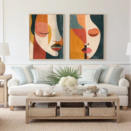 Minimalist Mid Century Colorful Modern Wall Art Set of 3 Wall Frames