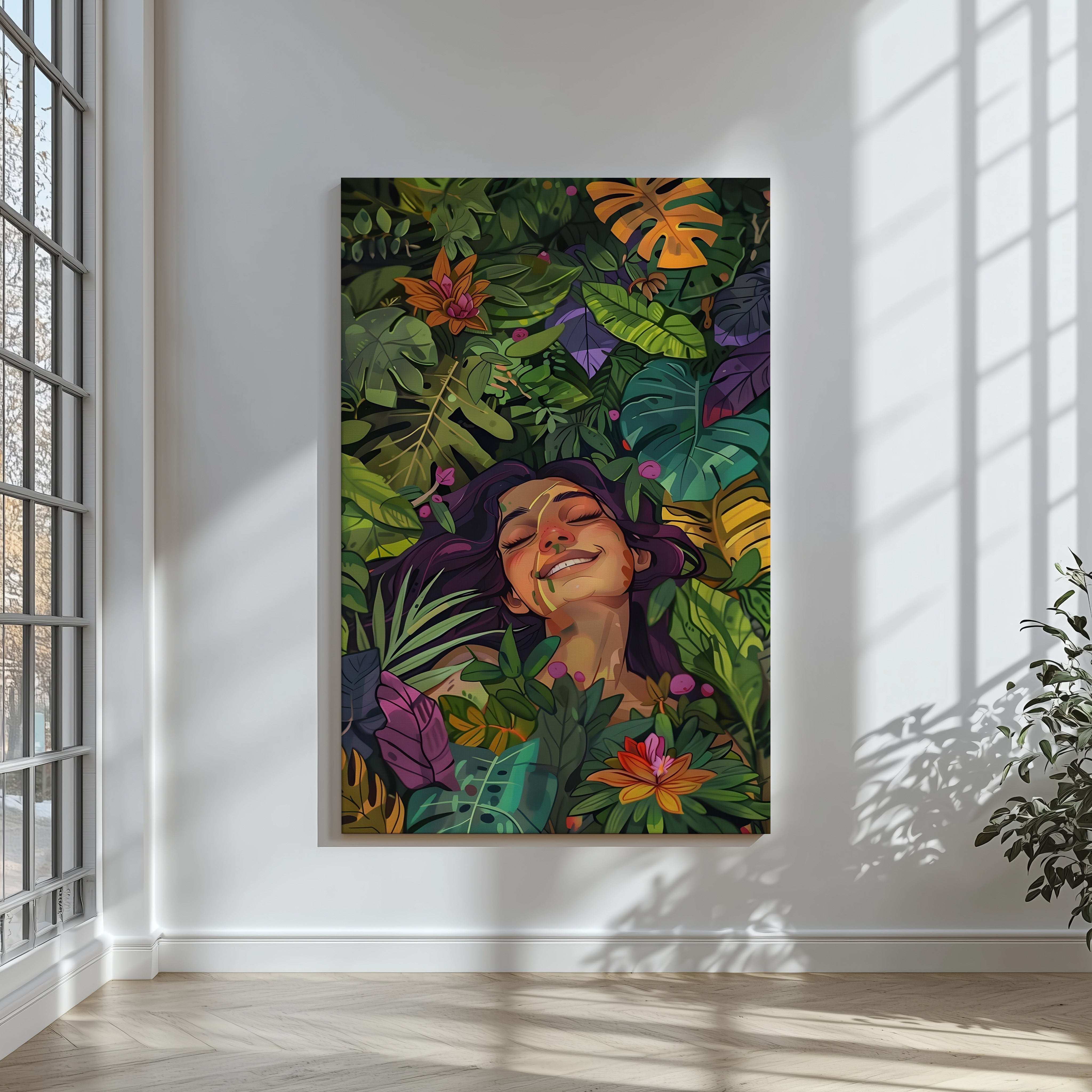 GIRL SLEEPING IN LEAVES