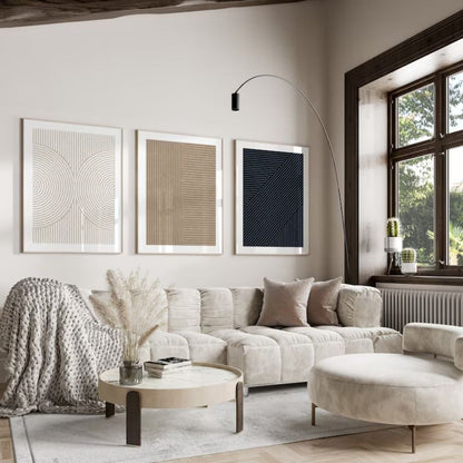 Modern Neutral Abstract wall Wall Art Set of 3 Wall Frames