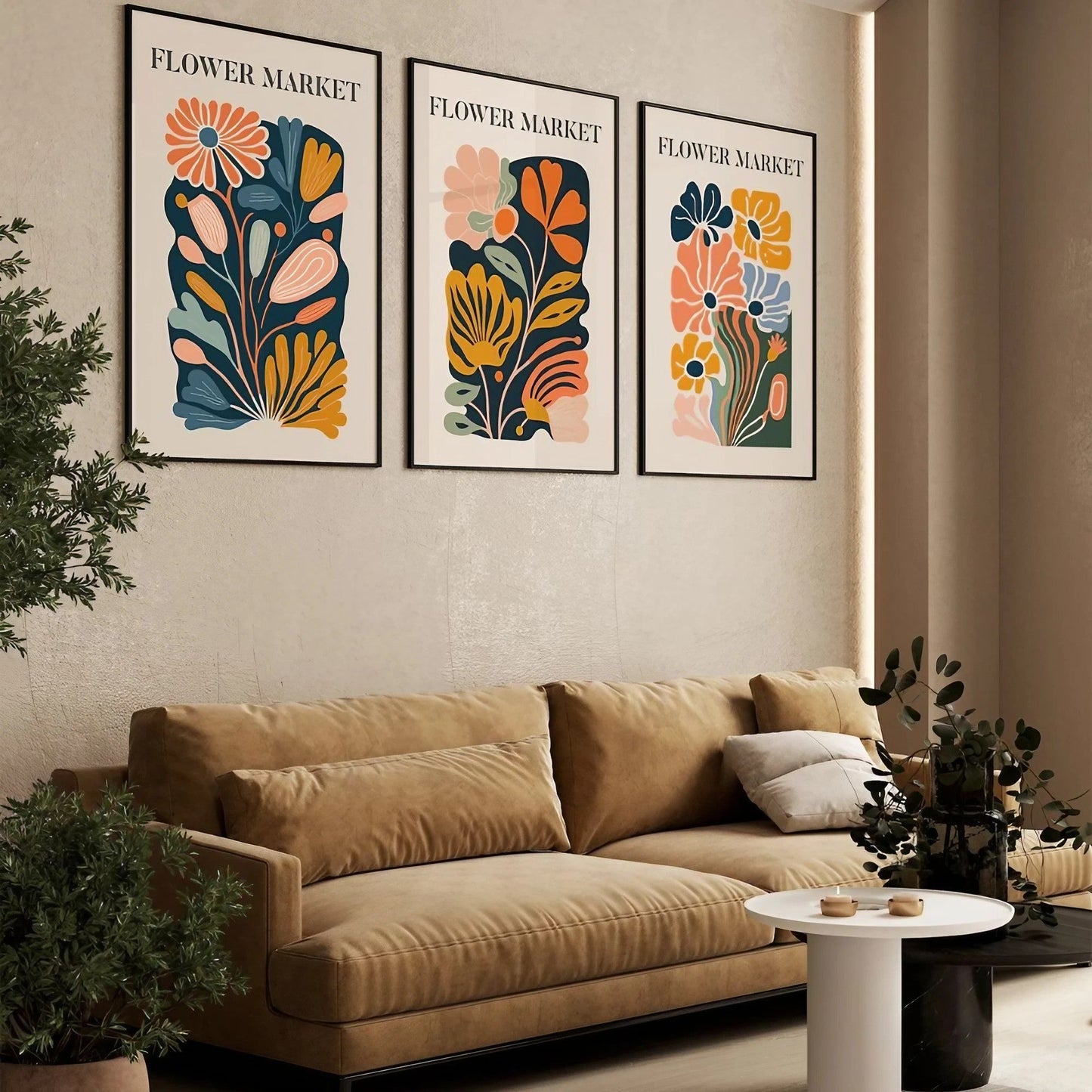 Set Of 3 Flower Market Wall Frame