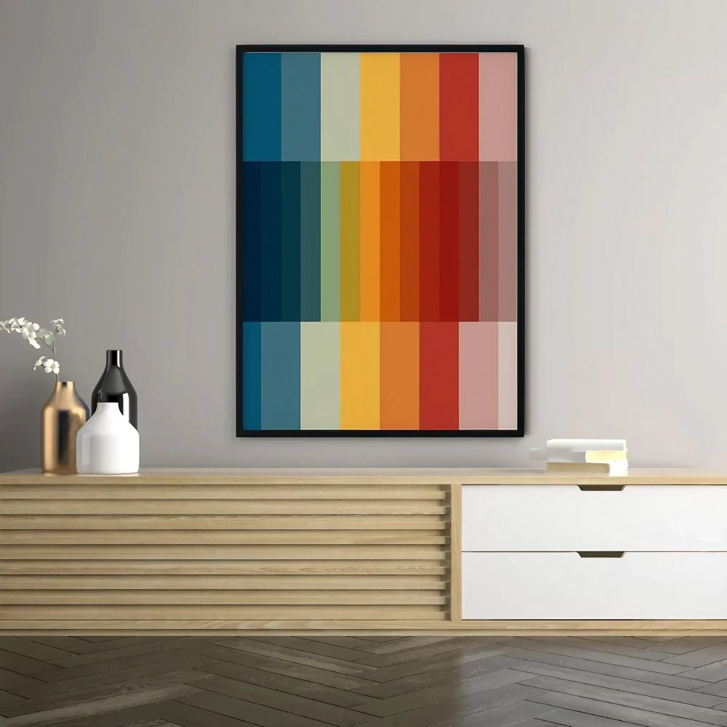 Bold Large Abstract Rainbow Wall Frame