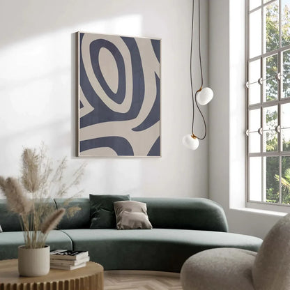 Blue Gray Abstract Art Set of 2 Tribal Pattern Decor Art Wall Frame