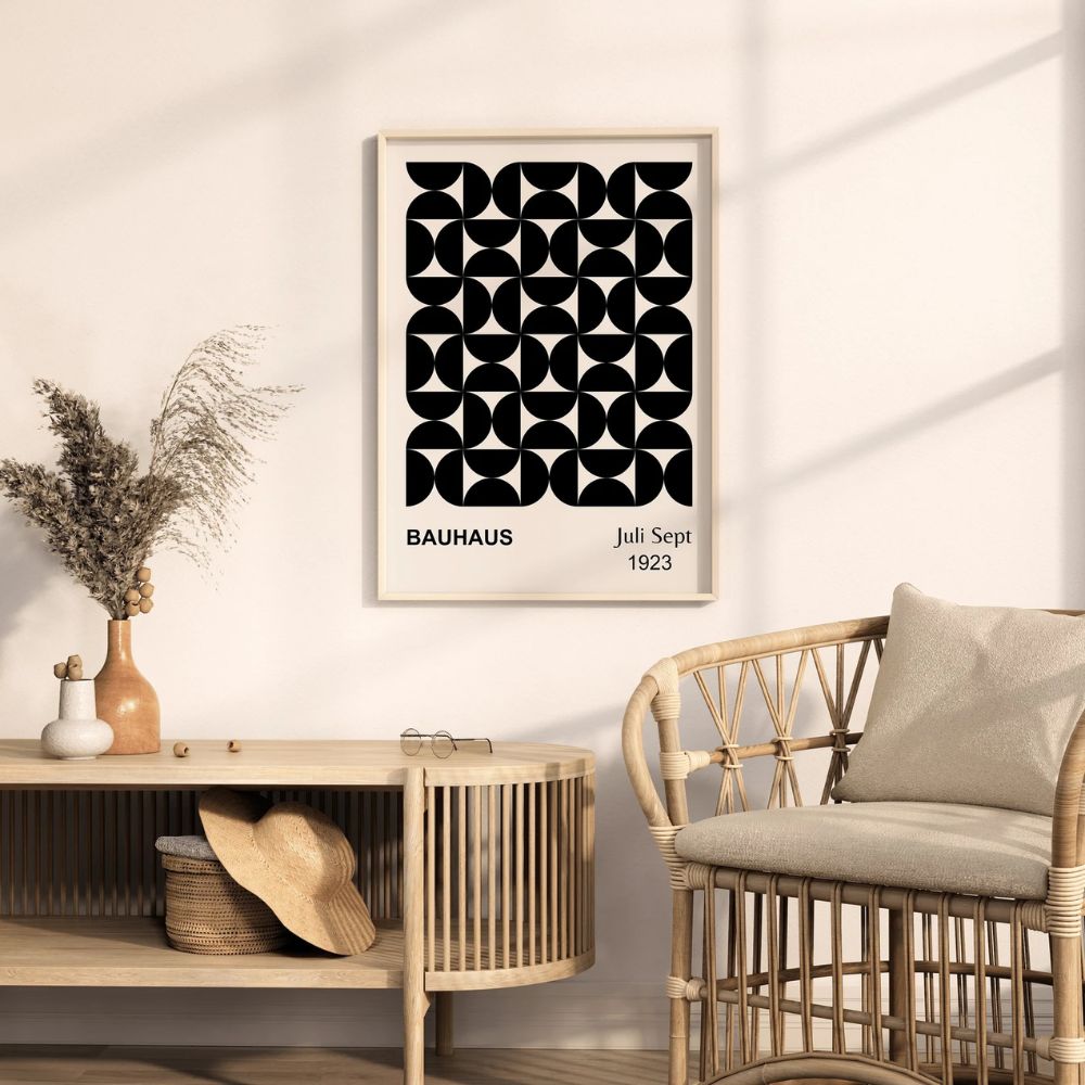 Bauhaus Set of 3 Poster Set, Bauhaus Black Geometric Gallery Wall Frame