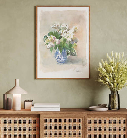 WHITE LILACS IN A VASE  , FLORAL FLOWER PAINTINGS