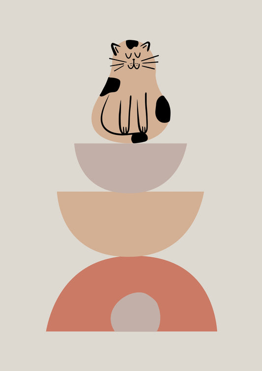 Minimalist Cat & Bowl