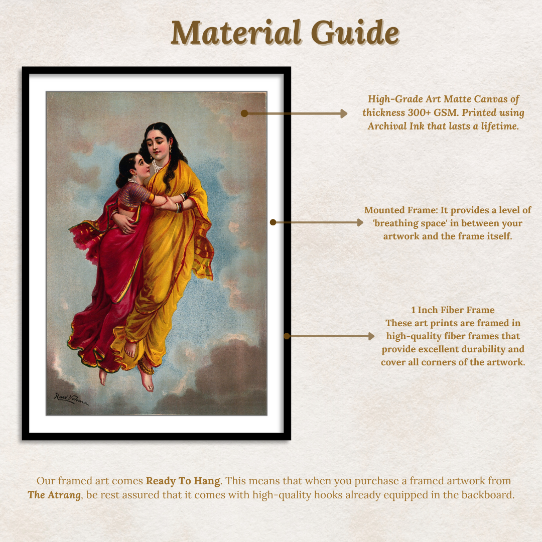 Sakuntala and her mother fly towards heaven by Raja Ravi Varma Wall Art Painting for Decor