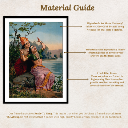 Krishna embracing Radha by Raja Ravi Varma Wall Art Print for Home Decor
