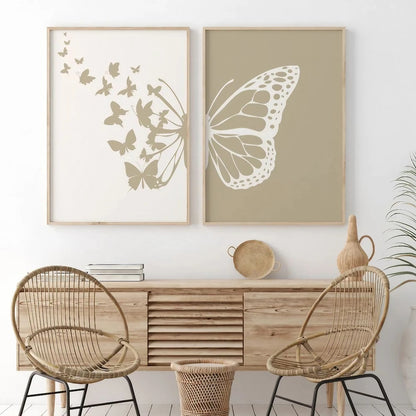 Abstract Botanical Butterfly Bedroom Decor Wall Art Frame