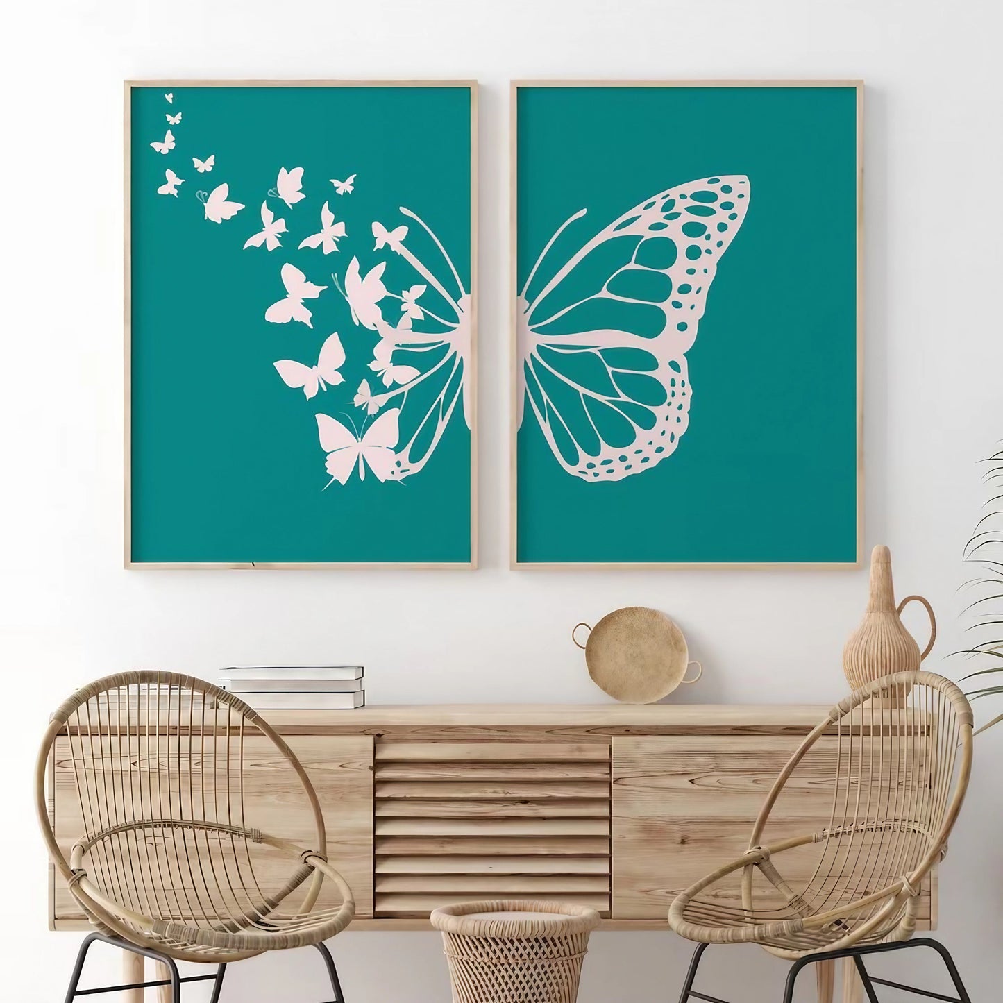 Abstract Botanical Butterfly Bedroom Wall Decor Wall Art Frames