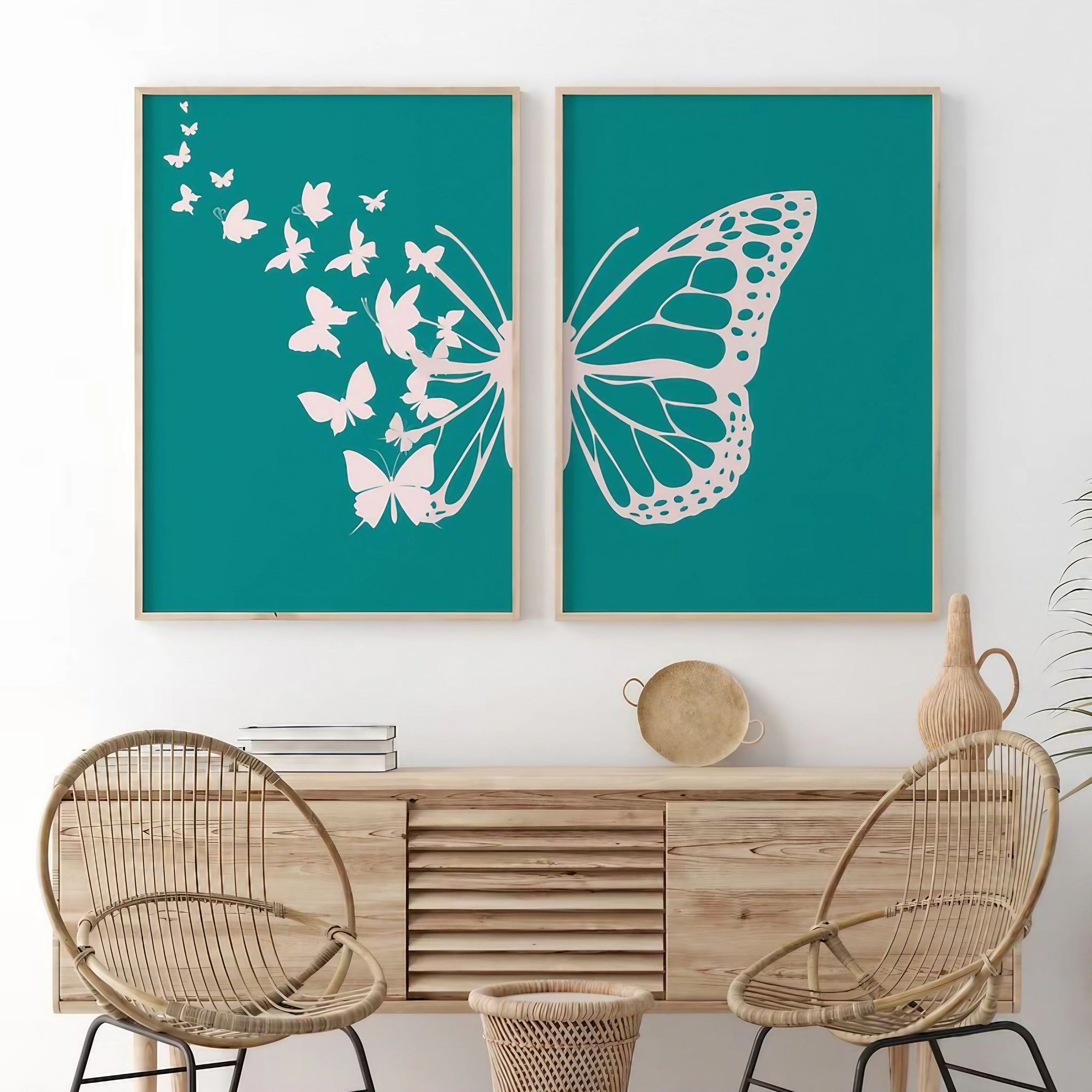 Abstract Botanical Butterfly Bedroom Wall Decor Wall Art Frames