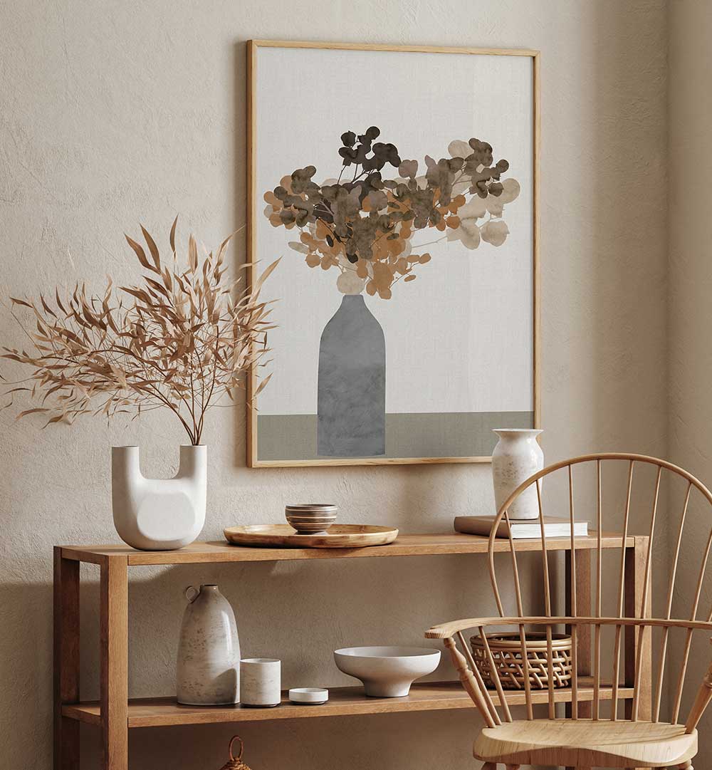 DRIED FLOWERS IN VASE , FLORAL FLOWER PAINTINGS