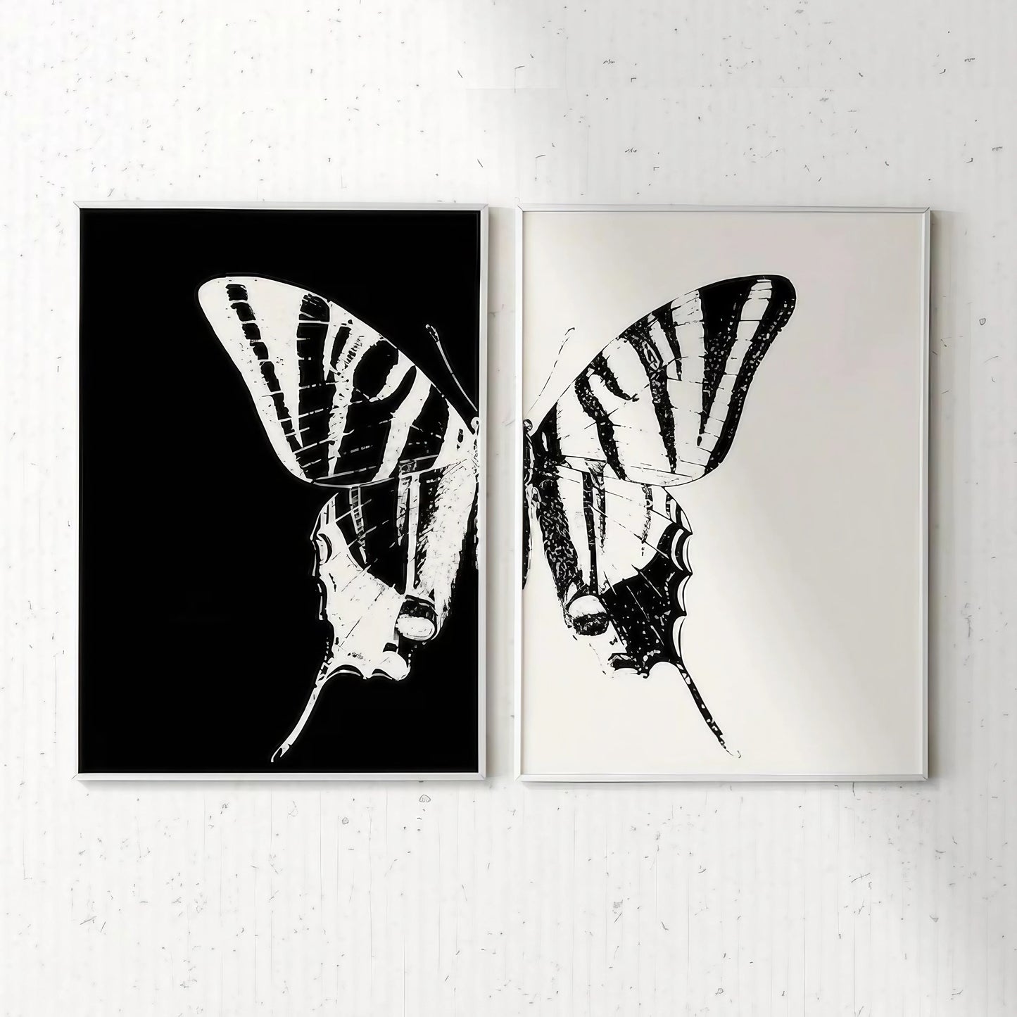 Black And White Butterfly Modern Wall Art Set of 2 Wall Frames