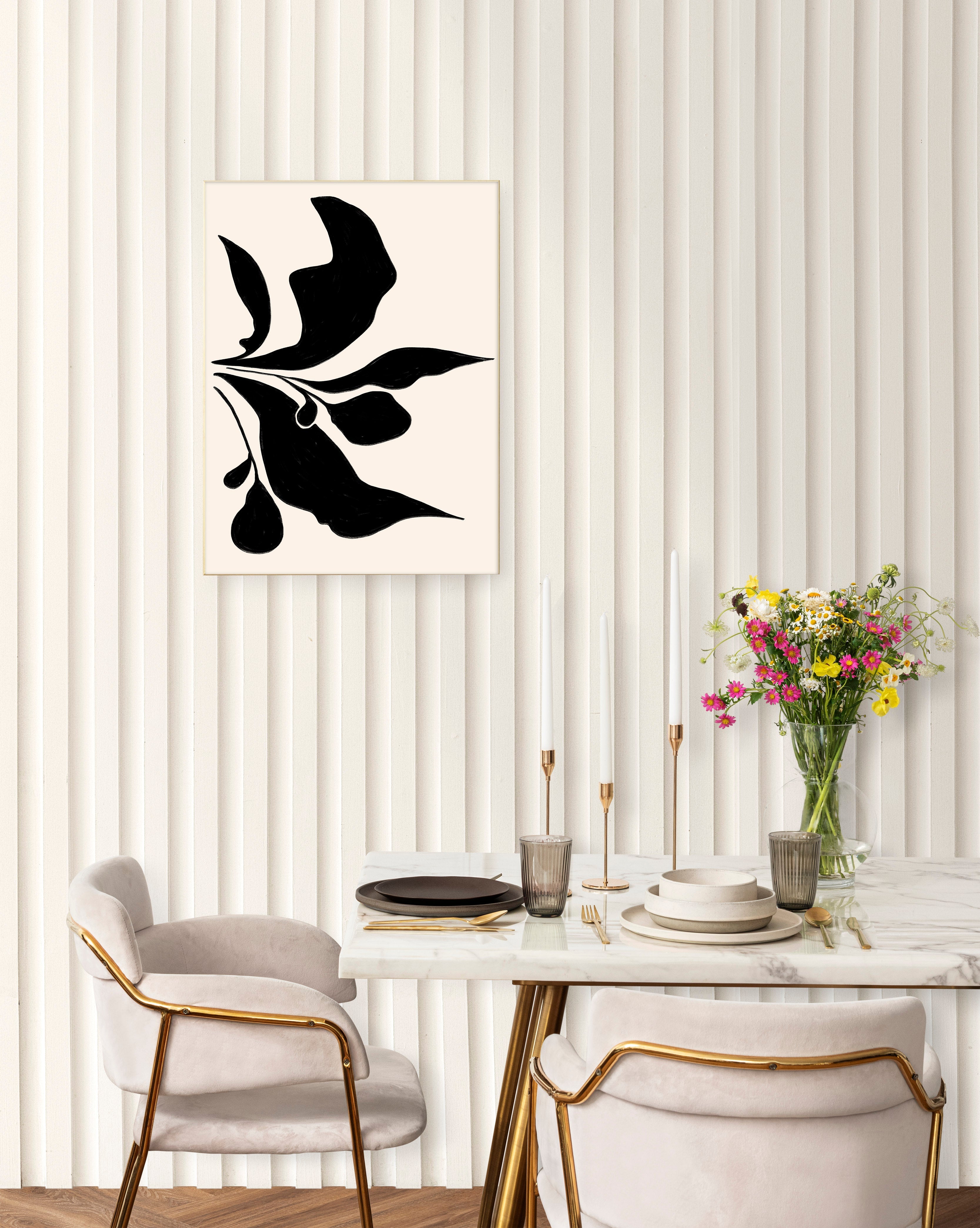 Black Floral Wall Art Print