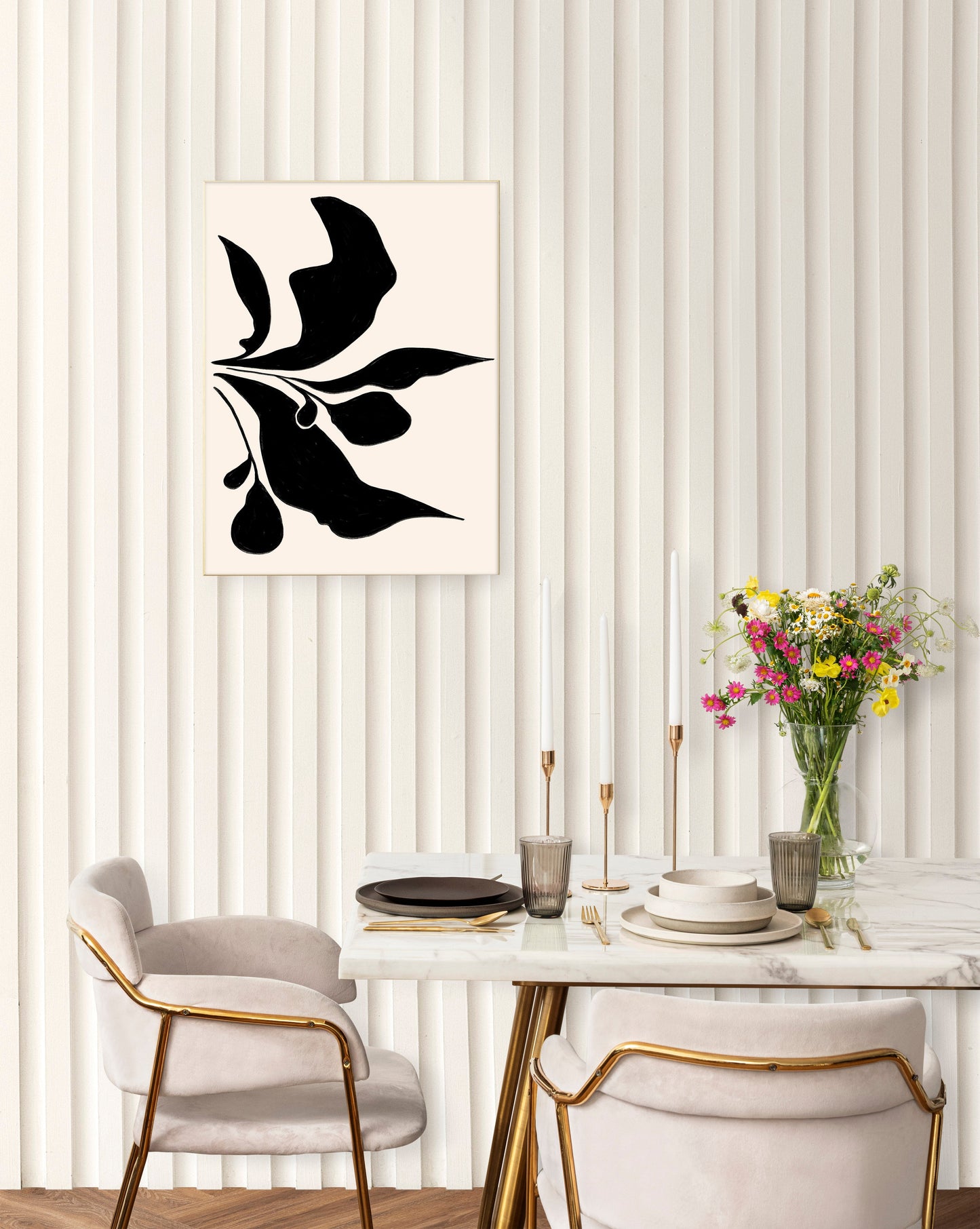 Black Floral Wall Art Print