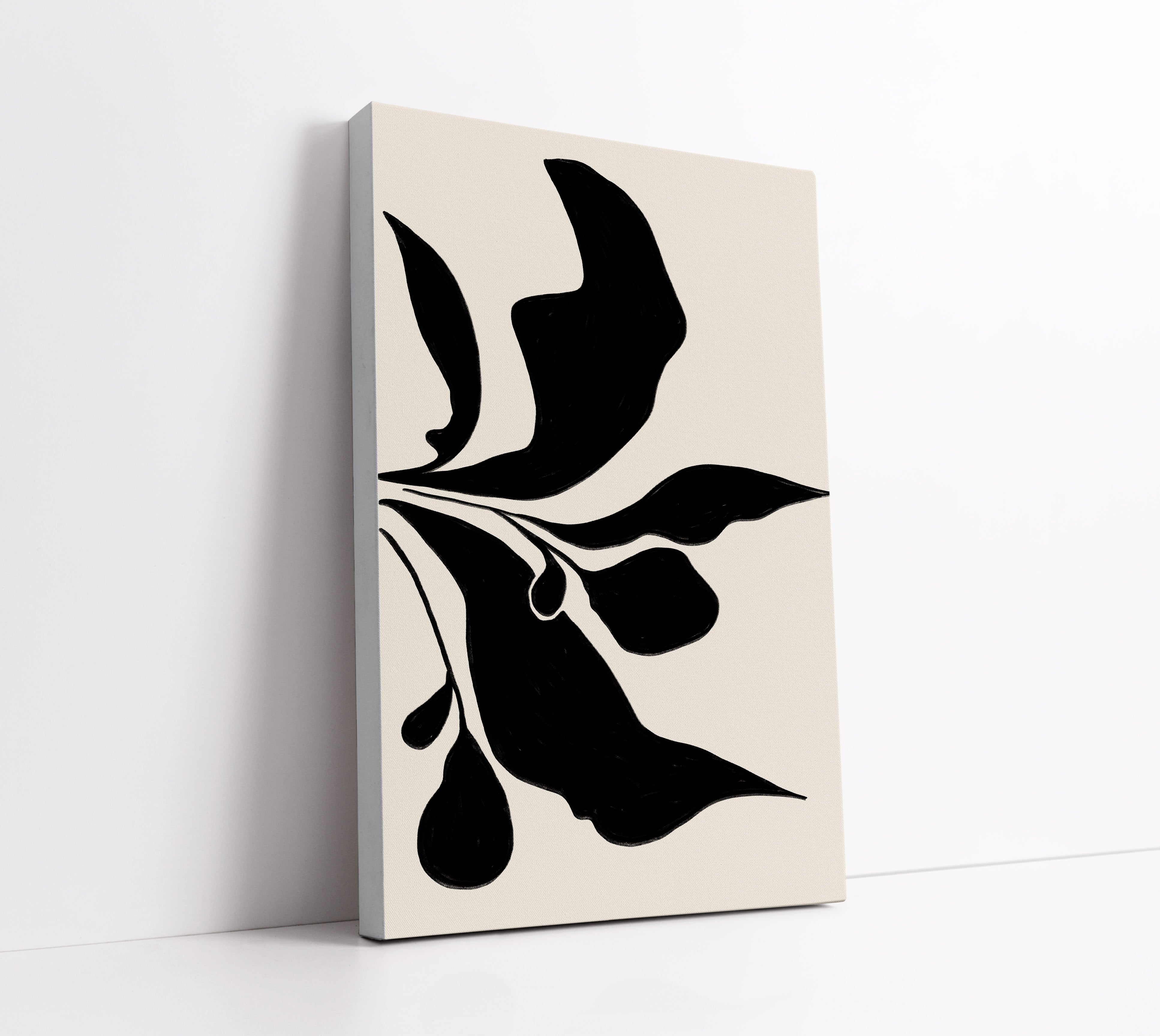 Black Floral Wall Art Print