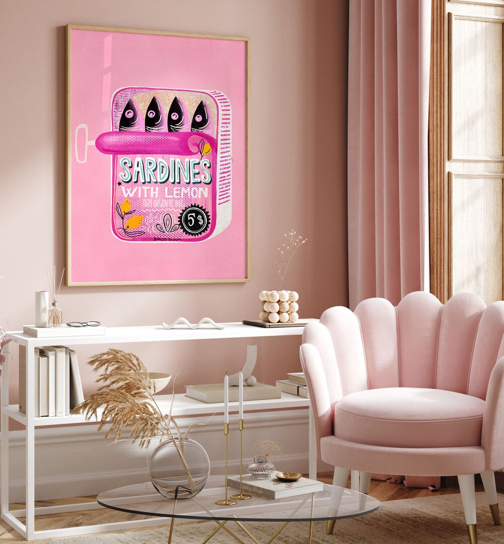 SARDINES TIN CAN PINK , KITCHEN POSTERS