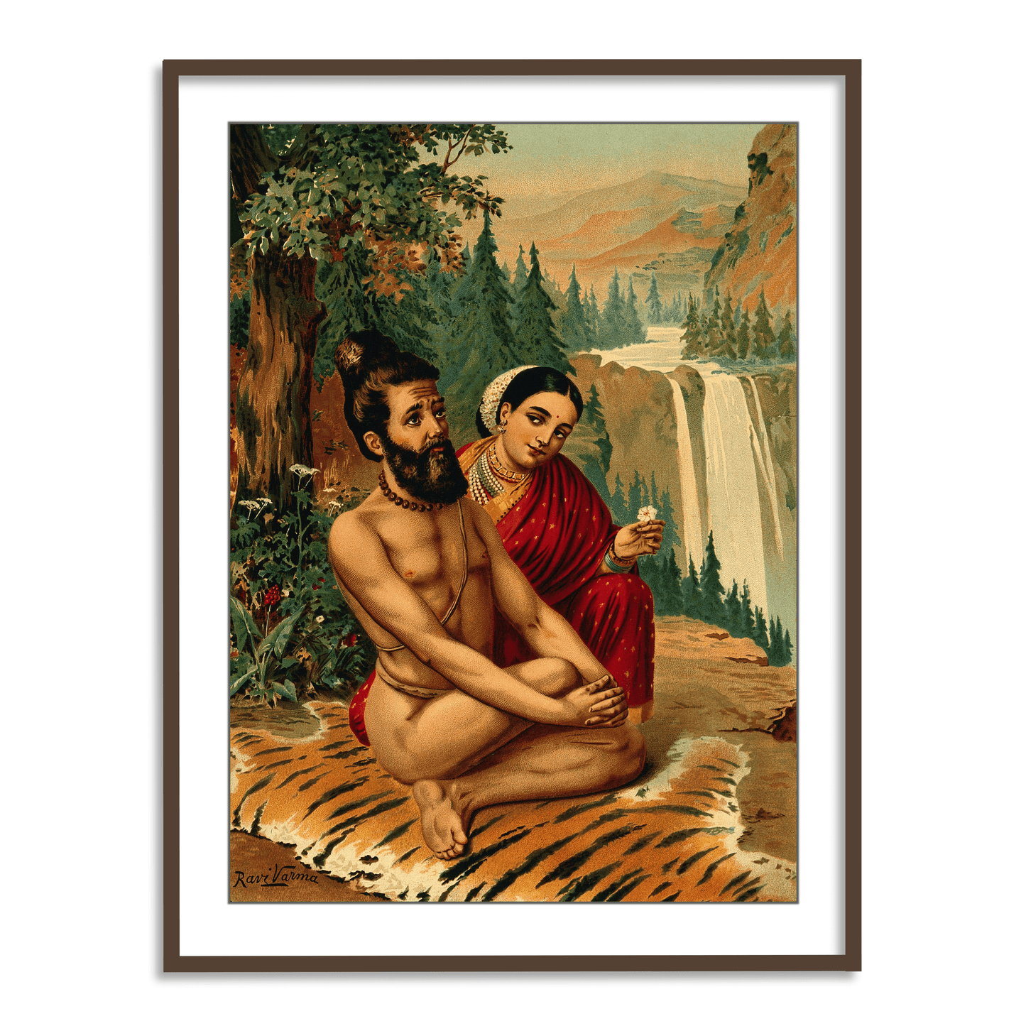 Menaka the nymph tempting the yogi, Vishwamitra by Raja Ravi Varma Wall Art for Decor