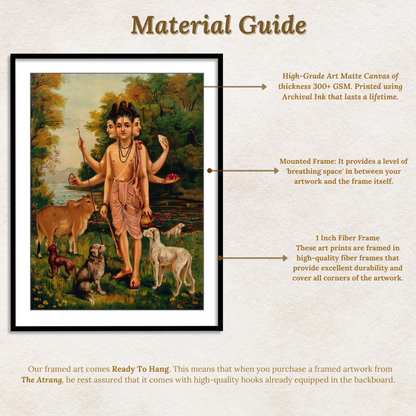 Dattatreya with his four dogs and cow by Raja Ravi Varma Home Wall Art