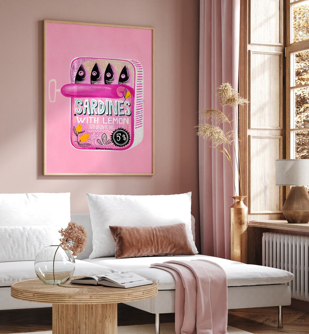 SARDINES TIN CAN PINK , KITCHEN POSTERS