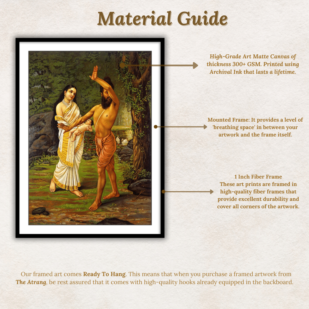 Vishwamitra rejecting his daughter Sakuntala's birth by Raja Ravi Varma Wall Art Decor