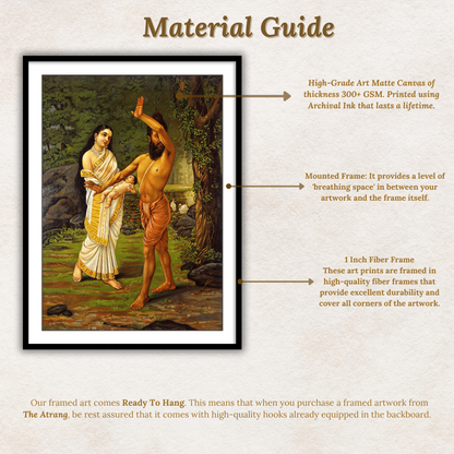 Vishwamitra rejecting his daughter Sakuntala's birth by Raja Ravi Varma Wall Art Decor