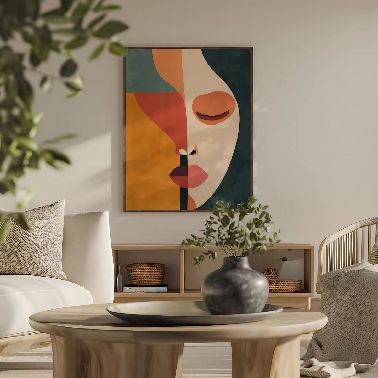 Minimalist Mid Century Colorful Modern Wall Art Set of 3 Wall Frames