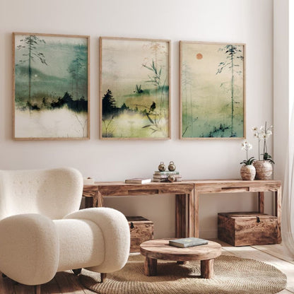 Japanese Wall Art Décor Set of 3 Wall Frames