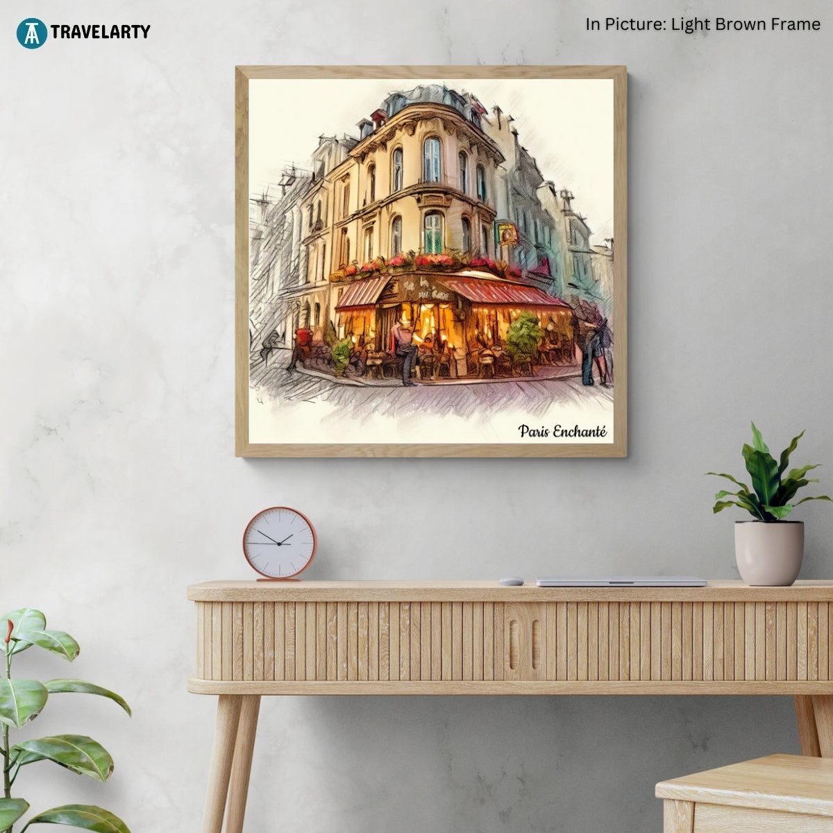Cafe on the Corner by Paris Enchanté (Framed Art Print)